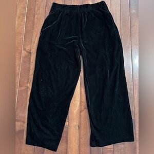 Girls Black Velvet Pull On Elastic Pants with Pockets Size Small